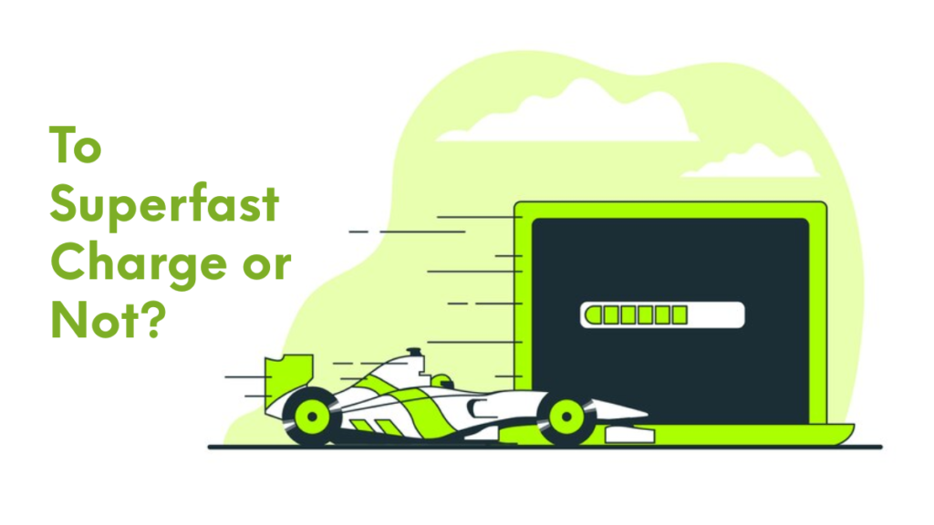 fast charging representation. an f1 car and a laptop