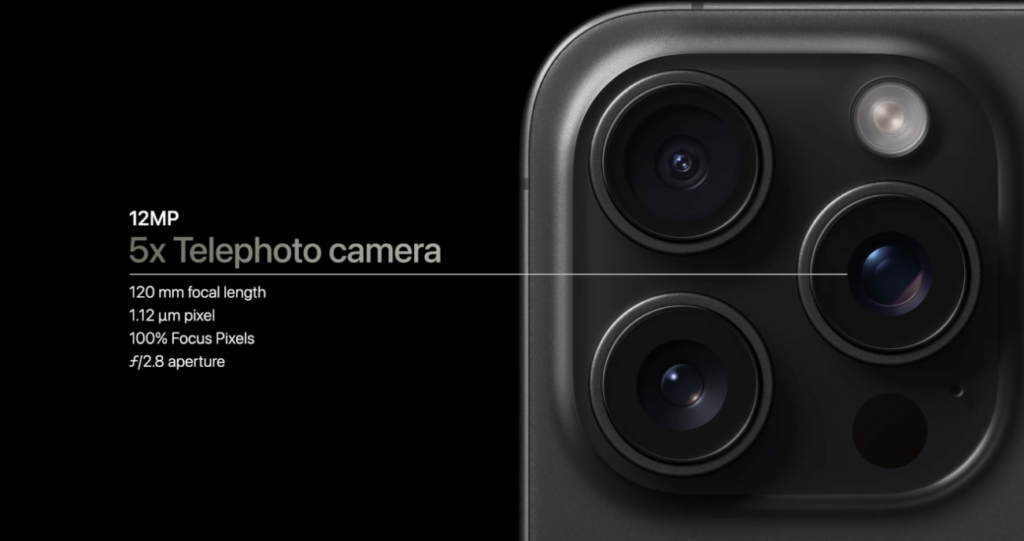 5x telephoto lens in iphone 15 pro max